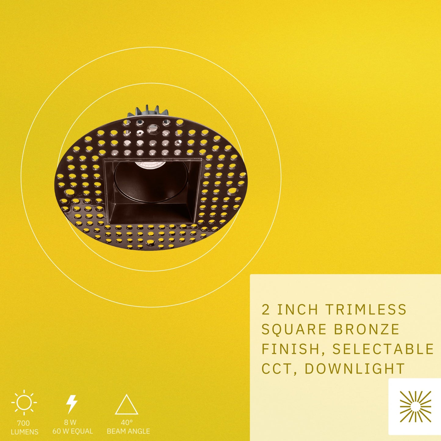 P-6367 2 Inch Trimless Square Bronze 8W 700 Lumens 5CCT Recessed Light