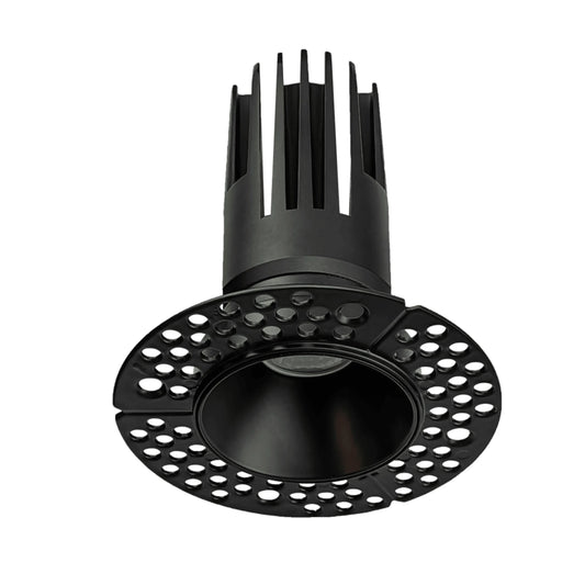 P-6382 2 Inch Trimless Round Black 20W-14W=175W-125W, 1700-1200 Lumens 5CCT Recessed Light