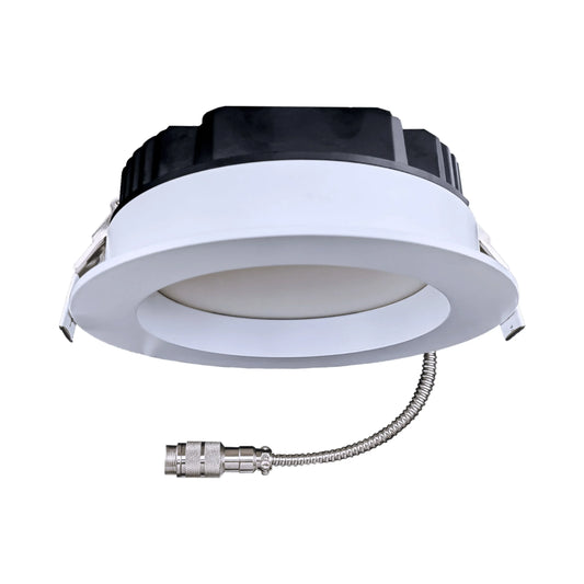 P-6404 6 Inch Slim Round White Finish 48W-28W=500W-325W, 5000-2700 Lumens 5CCT Recessed Light
