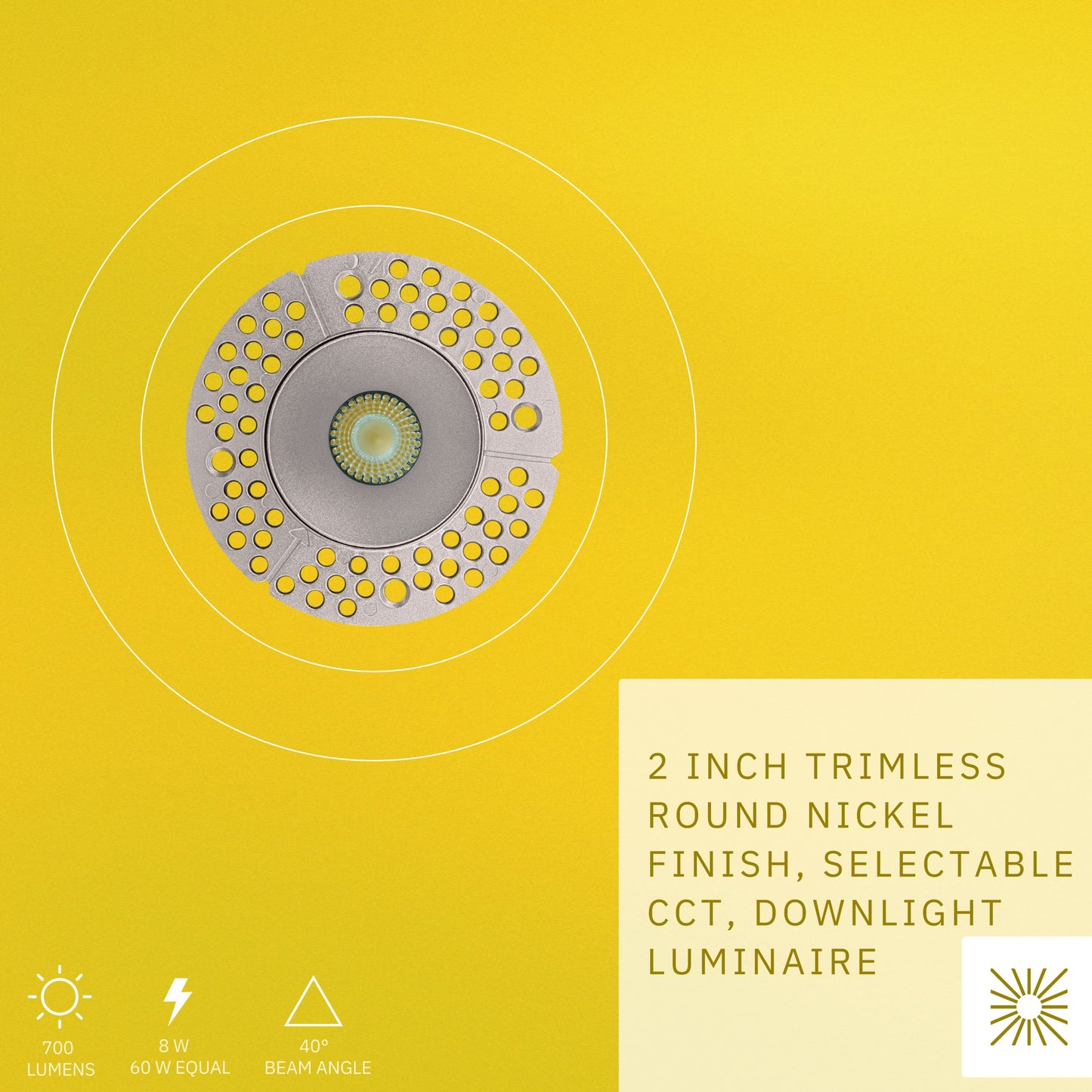 P-6410 2 Inch Trimless Round, Nickel Finish 8 Watts, 700 Lumens 5CCT Recessed Light
