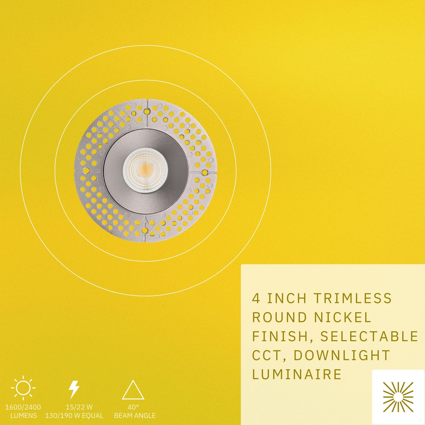 P-6437 4 Inch Trimless Round, Nickel Finish 15/22W,1600/2400 Lumens 5CCT Recessed Light