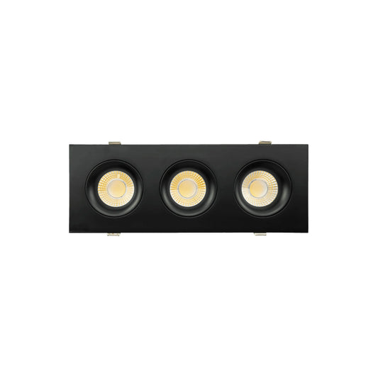 P-6496 3.5 Inch 3 Head Multiple Gimbal, Black Finish 60 Watts, 5250 Lumens 5CCT Recessed Light