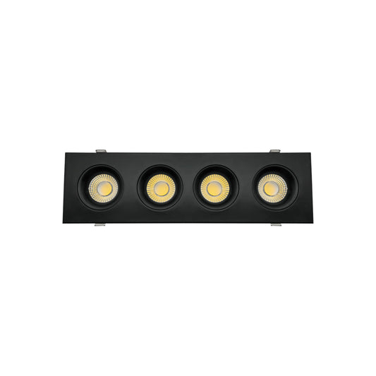 P-6497 3.5 Inch 4 Head Multiple Gimbal, Black Finish 80 Watts, 6800 Lumens 5CCT Recessed Light