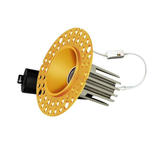 P-6509 1.5 Inch Trimless Round, Brass Finish 15 Watts, 1100 Lumens 5CCT Recessed Light