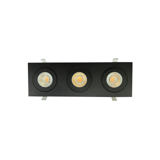 P-6535 4 Inch 3 Head Multiple Gimbal, Black Finish 36 Watts, 3600 Lumens 5CCT Recessed Light