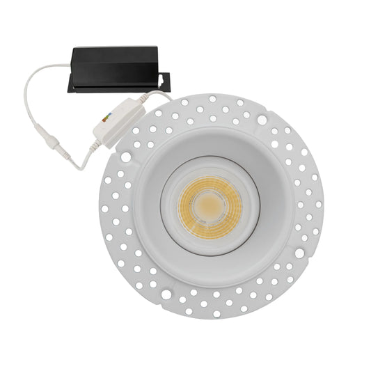 P-6537 1.5 Inch Trimless Gimbal Round, White Finish 12 Watts, 1000 Lumens 5CCT Recessed Light