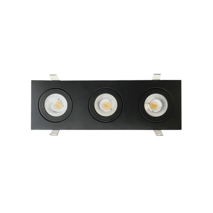 P-6557 3.5 Inch 3 Head Multiple Gimbal, Black Finish 27 Watts, 2400 Lumens 5CCT Recessed Light