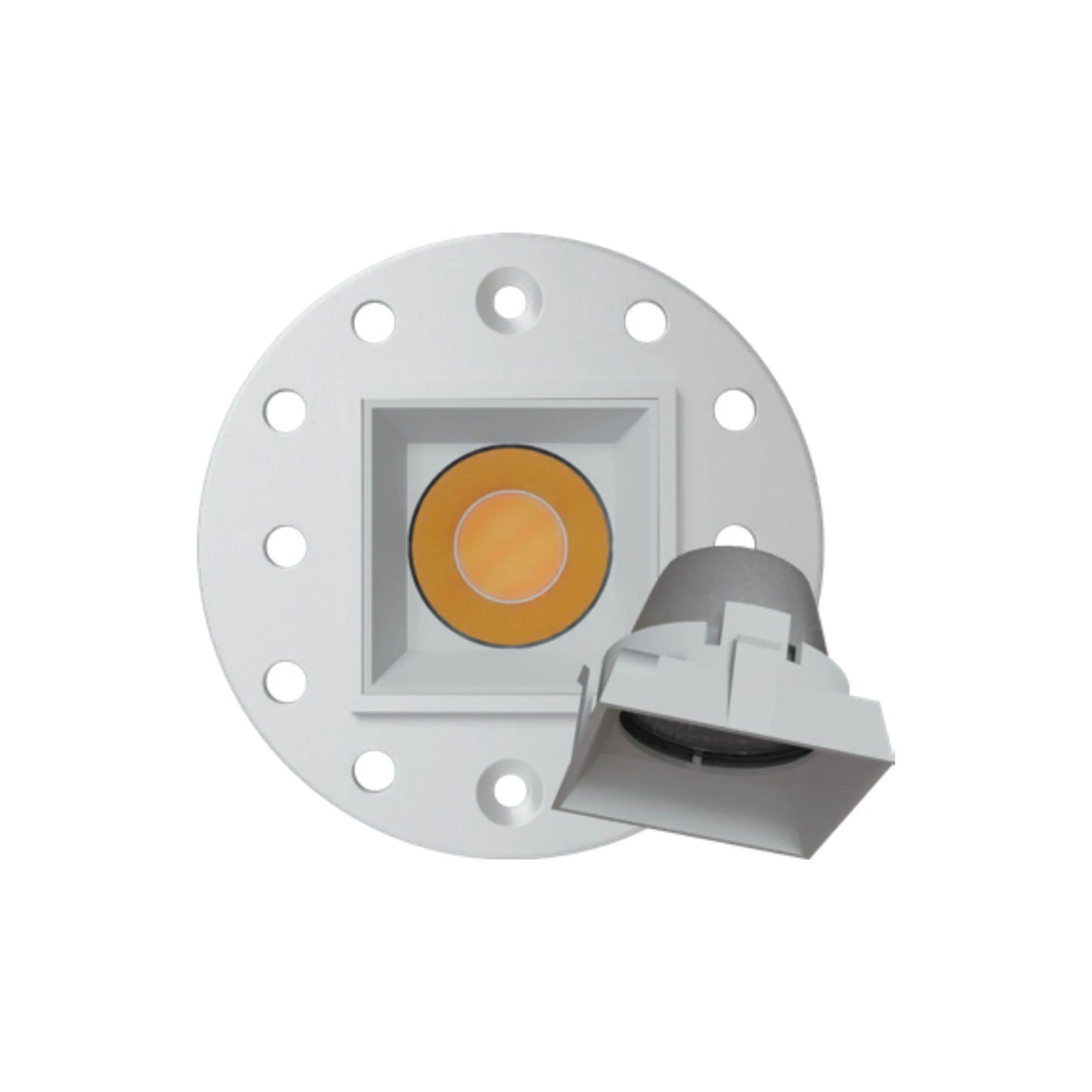 P-6565 1 Inch Trimless Square, White Finish 15 Watts, 1200 Lumens 5CCT Recessed Light