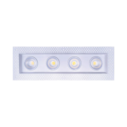 P-6607 4 Inch Trimless 4 Head Multiple Gimbal, White Finish 72 Watts, 6400 Lumens 5CCT Recessed Light