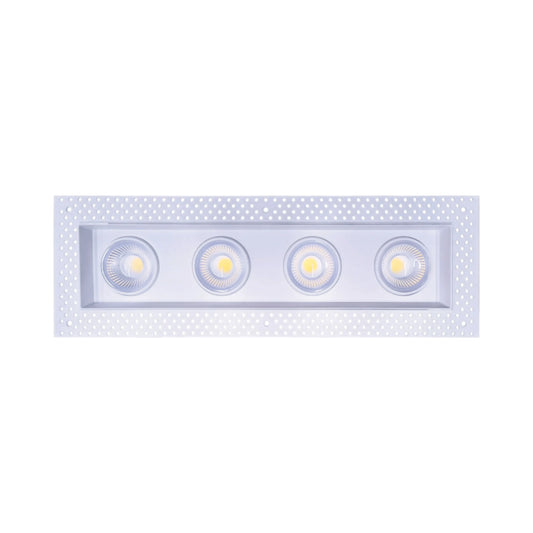 P-6607 4 Inch Trimless 4 Head Multiple Gimbal, White Finish 72 Watts, 6400 Lumens 5CCT Recessed Light