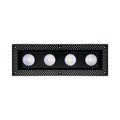 P-6611 4 Inch Trimless 4 Head Multiple Gimbal, Black Finish 72 Watts, 6400 Lumens 5CCT Recessed Light