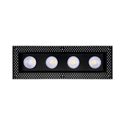 P-6611 4 Inch Trimless 4 Head Multiple Gimbal, Black Finish 72 Watts, 6400 Lumens 5CCT Recessed Light
