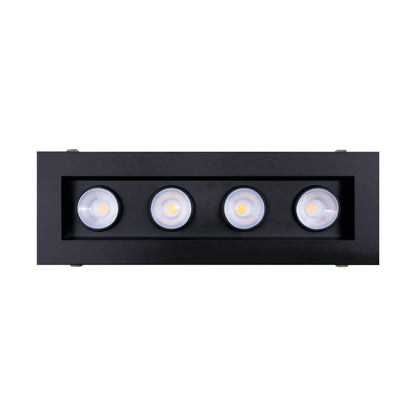 P-6617 4 Inch 4 Head Multiple Gimbal, Black Finish 72 Watts, 6400 Lumens 5CCT Recessed Light