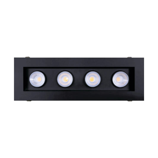 P-6617 4 Inch 4 Head Multiple Gimbal, Black Finish 72 Watts, 6400 Lumens 5CCT Recessed Light