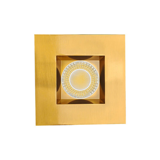 P-6981 4 inch Retrofit Square Downlight Luminaire, Brushed Brass Finish 10W=100W, 1000 Lumens, 5CCT