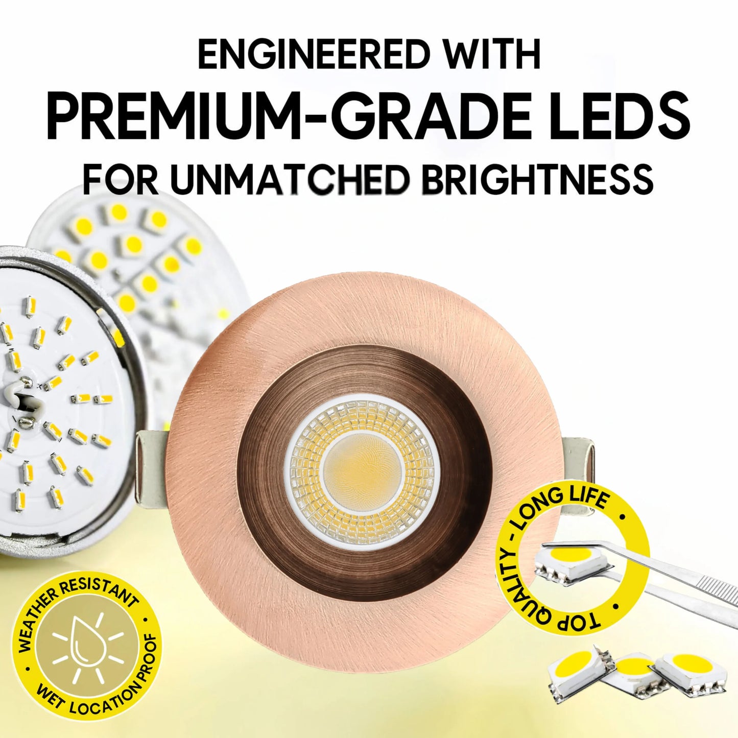 P-6982 3 inch Round Brushed Copper Downlight Luminaire 9W=75W, 850 Lumens, 5CCT
