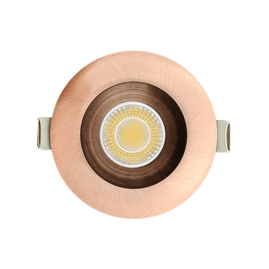 P-6982 3 inch Round Brushed Copper Downlight Luminaire 9W=75W, 850 Lumens, 5CCT