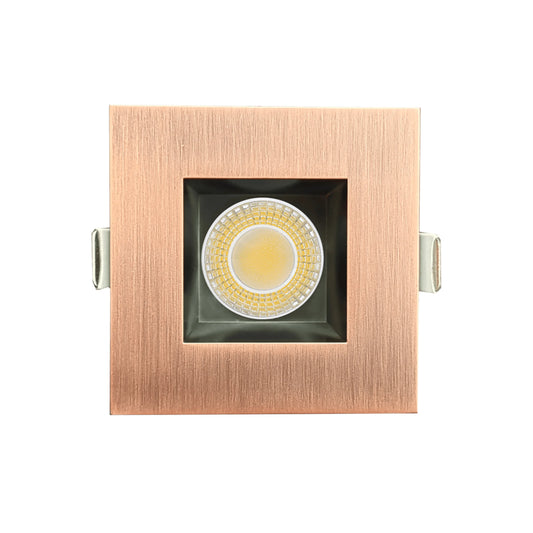 P-6983 3 inch Square Brushed Copper Downlight Luminaire 9W=75W, 850 Lumens, 5CCT