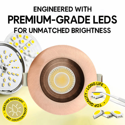 P-6986 3 inch Round Brushed Copper HO Downlight Luminaire 24W=200W, 2100 Lumens, 5CCT