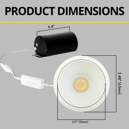 P-6988 1.5 inch Millwork Trimless Round White Downlight Luminaire 7W=50W, 600 Lumens, 5CCT