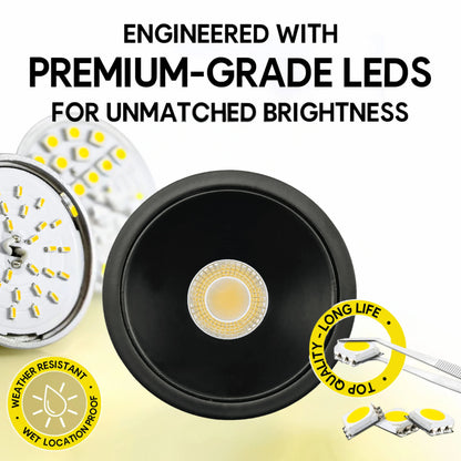 P-6989 1.5 inch Millwork Trimless Round Black Downlight Luminaire 7W=50W, 600 Lumens, 5CCT