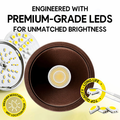 P-6990 1.5 inch Millwork Trimless Round Bronze Downlight Luminaire 7W=50W, 600 Lumens, 5CCT