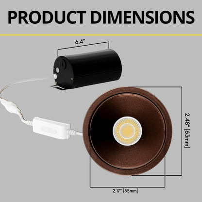 P-6990 1.5 inch Millwork Trimless Round Bronze Downlight Luminaire 7W=50W, 600 Lumens, 5CCT
