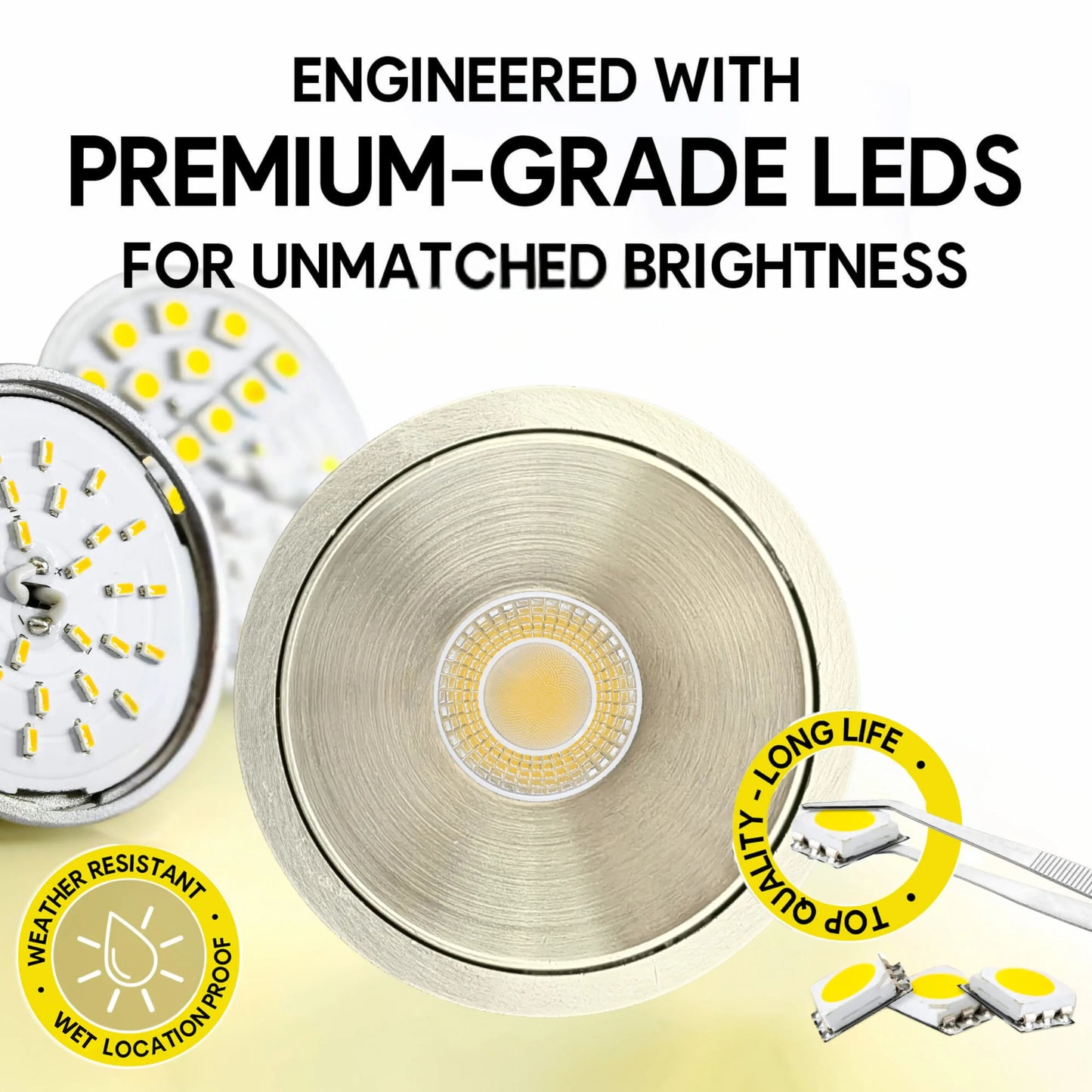P-6991 1.5 inch Millwork Trimless Round Brushed Nickel Downlight Luminaire 7W=50W, 600 Lumens, 5CCT