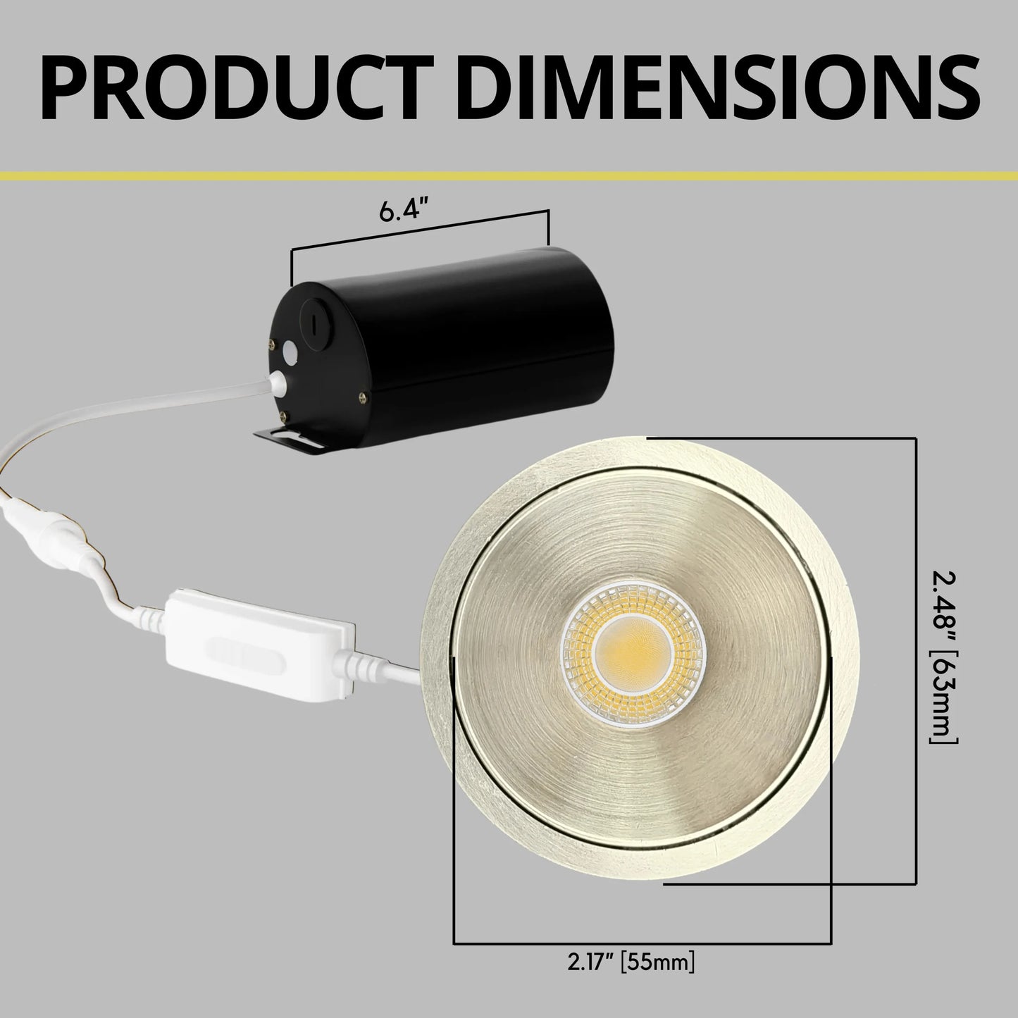 P-6991 1.5 inch Millwork Trimless Round Brushed Nickel Downlight Luminaire 7W=50W, 600 Lumens, 5CCT