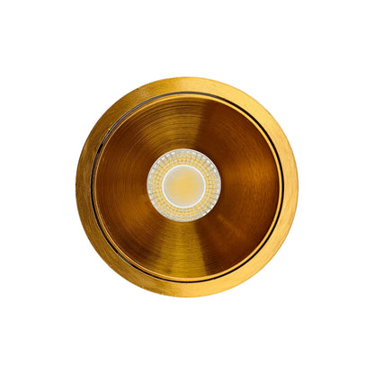 P-6992 1.5 Inch Millwork Trimless Round Brushed Brass 7W, 600 Lumens 5CCT Recessed Light