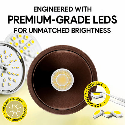 P-6995 1.5 Inch Millwork Trimless Round Bronze HO 15W, 1100 Lumens 5CCT Recessed Light, Non-IC