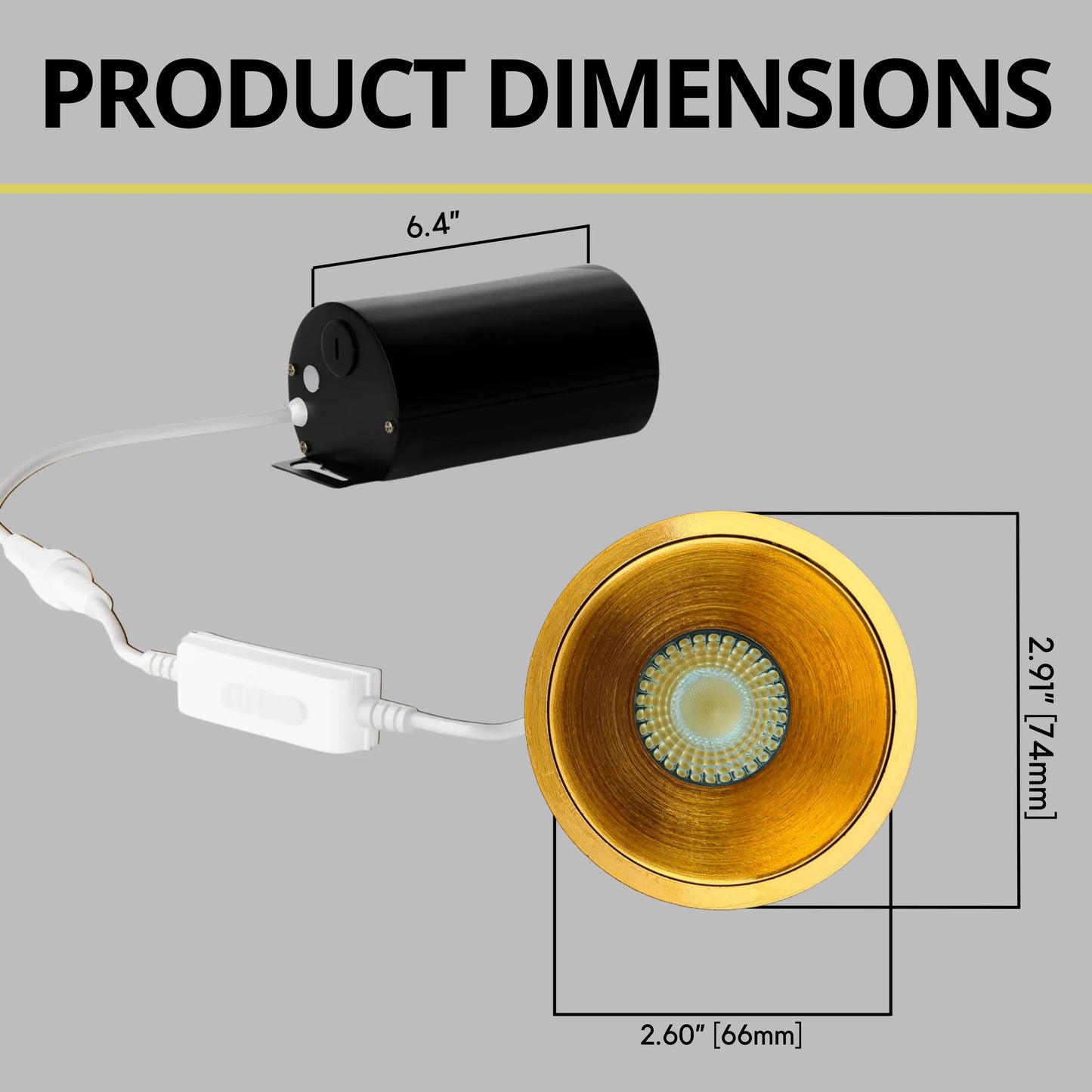 P-7063 2 Inch Millwork Trimless Round Brushed Brass 8W, 600 Lumens 5CCT Recessed Light