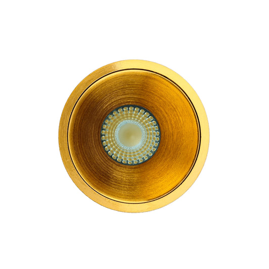 P-7063 2 Inch Millwork Trimless Round Brushed Brass 8W, 600 Lumens 5CCT Recessed Light