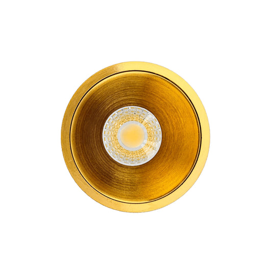 P-7068 2 Inch Millwork Trimless Round Brushed Brass HO 14-8W, 1200-750 Lumens 5CCT Recessed Light