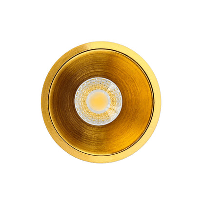 P-7073 2 Inch Millwork Trimless Round Brushed Brass HO 20-14W, 1700-1200 Lumens 5CCT Recessed Light