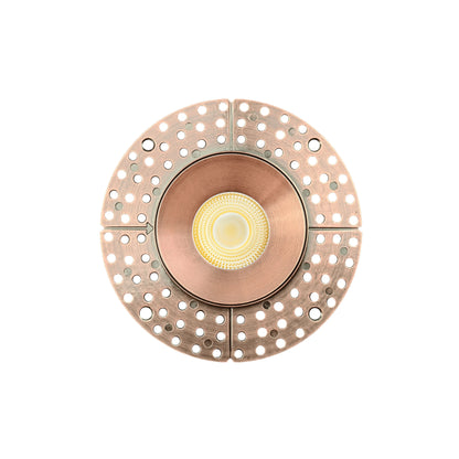 P-7151 3.5 inch Trimless Round Brushed Copper HO 18-30W, 1700-2700 Lumens 5CCT Recessed Light