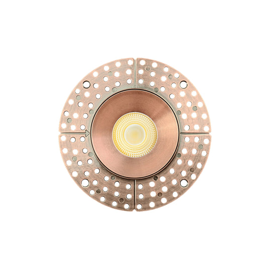 P-7151 3.5 inch Trimless Round Brushed Copper HO 18-30W, 1700-2700 Lumens 5CCT Recessed Light