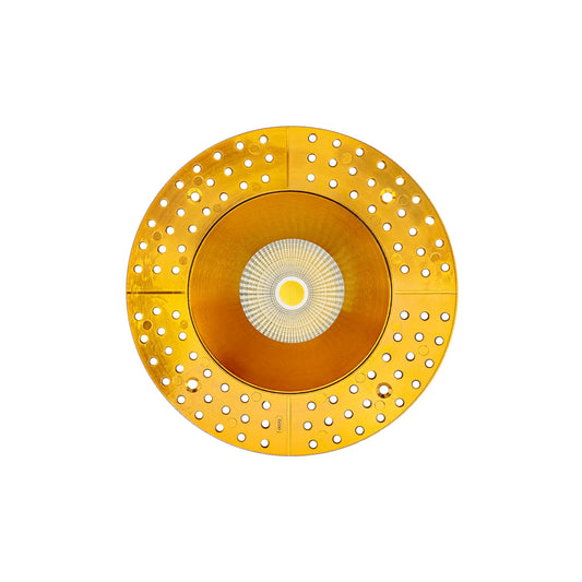 P-7233 5 Inch Trimless Round Brushed Brass 23-50W, 2200-5000 Lumens, 5CCT Recessed Light