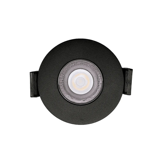 P-7257 2 Inch Single Head Round Black 3W, 200 Lumens, 5CCT Recessed Light