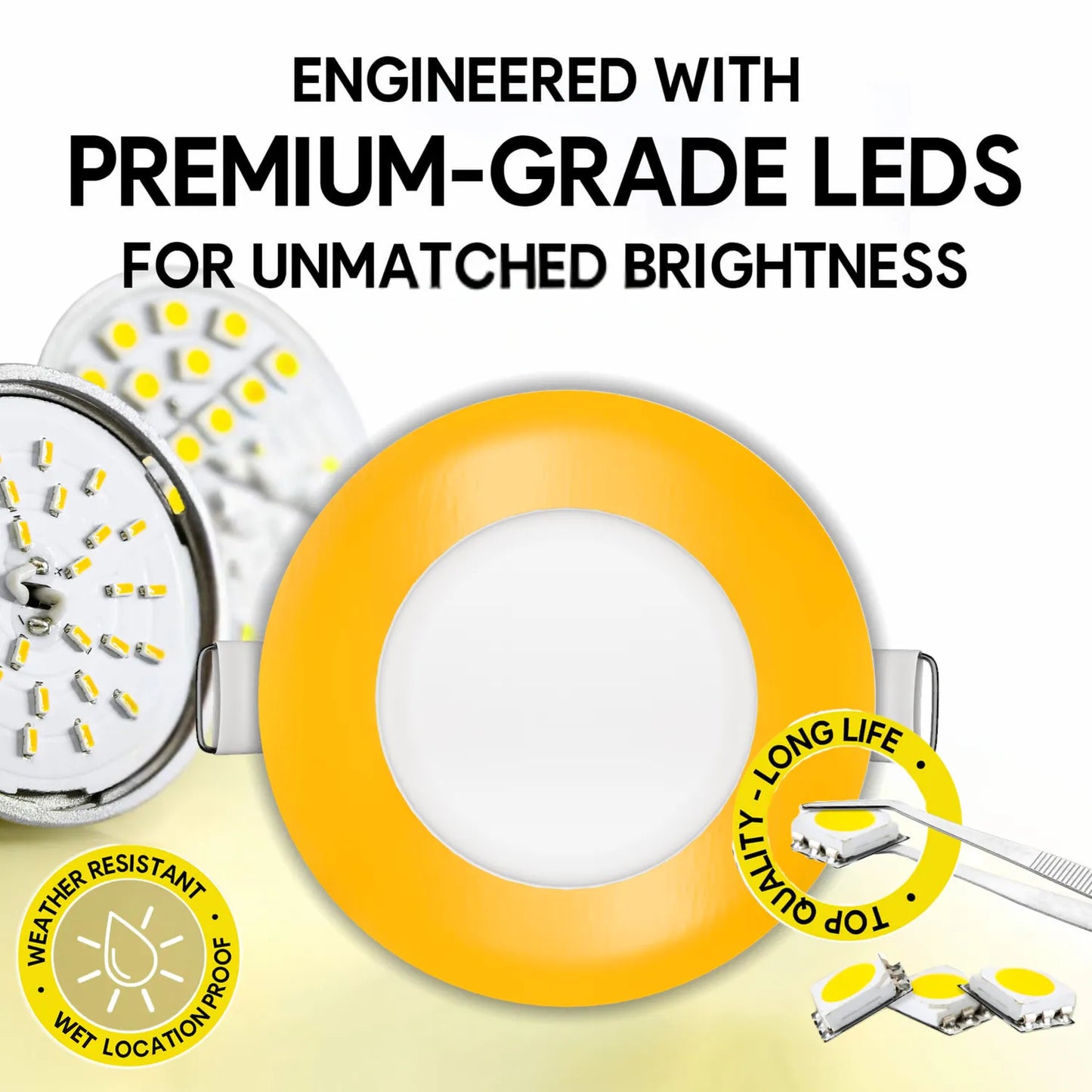 P-7298 3 Inch Round Yellow Finish, 8W, 600 Lumens, 5CCT Slim Light