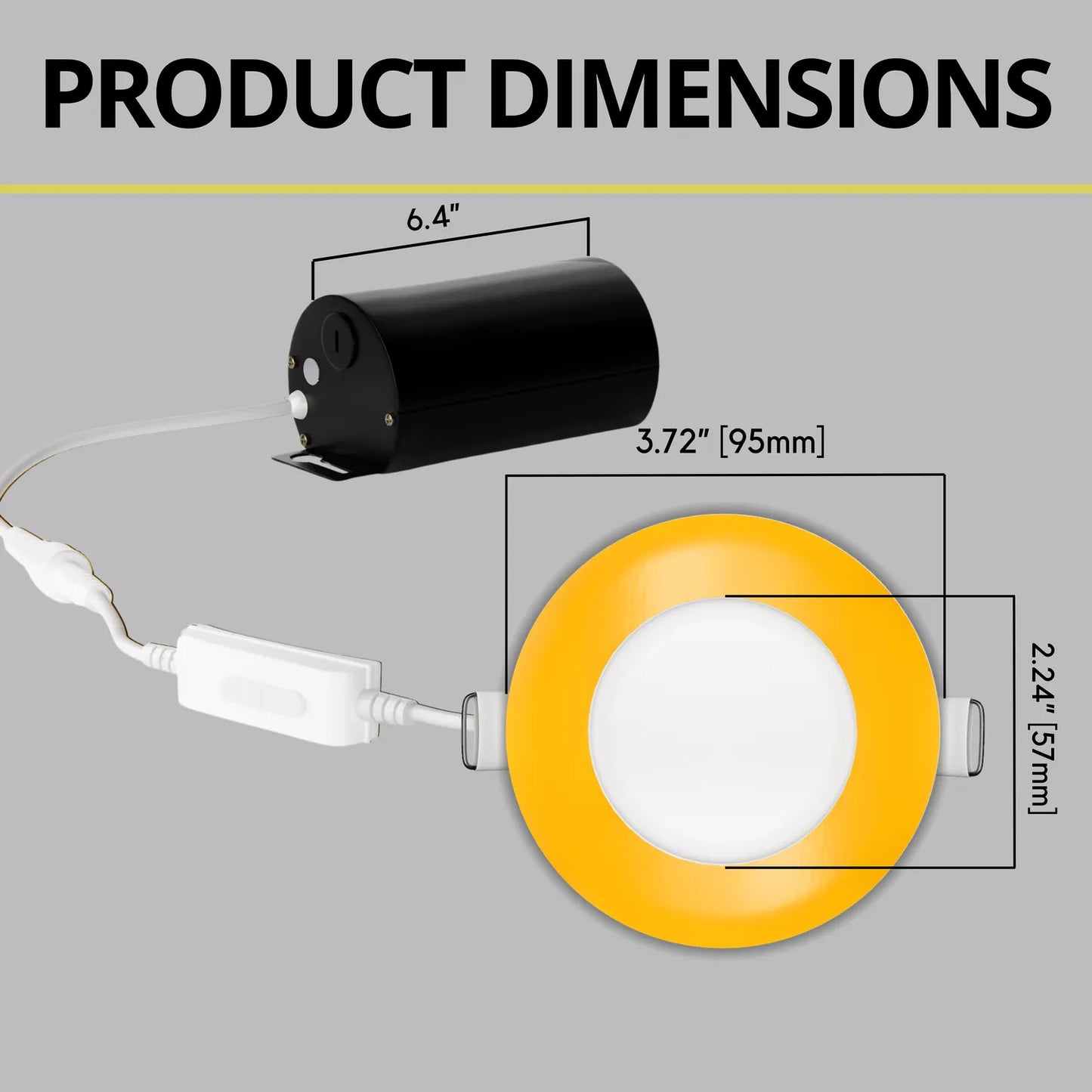 P-7298 3 Inch Round Yellow Finish, 8W, 600 Lumens, 5CCT Slim Light