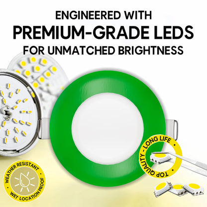 P-7299 3 Inch Round Green Finish, 8W, 600 Lumens, 5CCT Slim Light