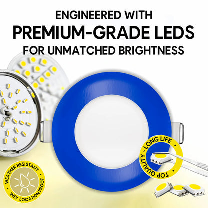 P-7300 3 Inch Round Blue Finish, 8W, 600 Lumens, 5CCT Slim Light