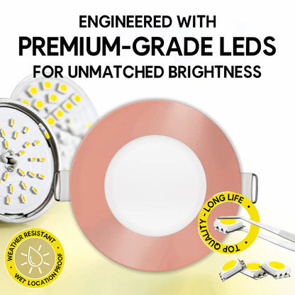P-7301 3 Inch Round Rose Blush Finish, 8W, 600 Lumens, 5CCT Slim Light