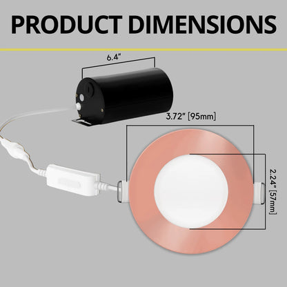 P-7301 3 Inch Round Rose Blush Finish, 8W, 600 Lumens, 5CCT Slim Light