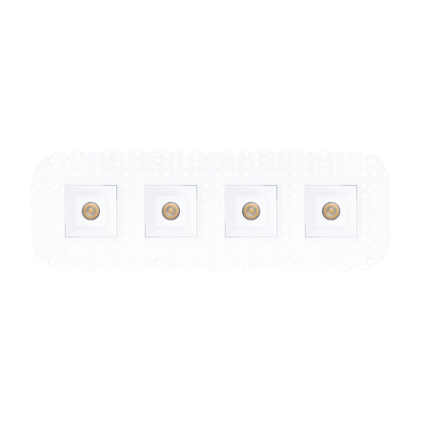 P-7384 1.5 inch Trimless 4 Head Square White HO, 60W, 4400 Lumens, 5CCT Recessed Light