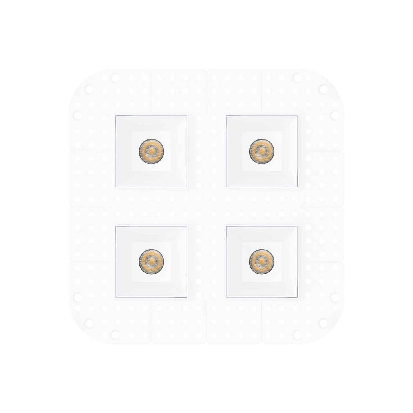 P-7385 1.5 inch Trimless Quadruple Head Square White HO, 60W, 4400 Lumens, 5CCT Recessed Light