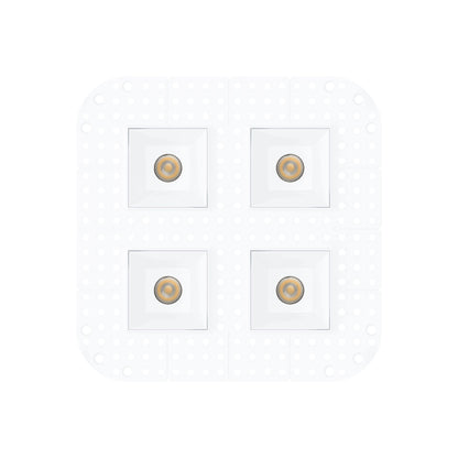 P-7385 1.5 inch Trimless Quadruple Head Square White HO, 60W, 4400 Lumens, 5CCT Recessed Light