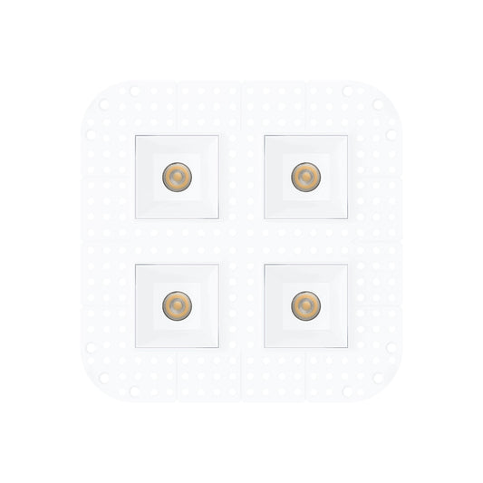 P-7385 1.5 inch Trimless Quadruple Head Square White HO, 60W, 4400 Lumens, 5CCT Recessed Light