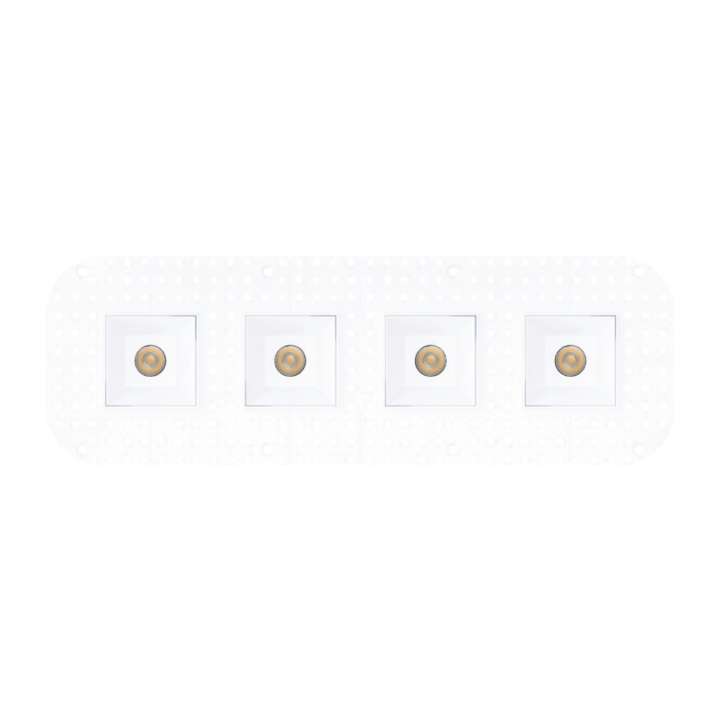 P-7393 2 inch Trimless 4 Head Square White 32W, 2800 Lumens, 5CCT Recessed Light